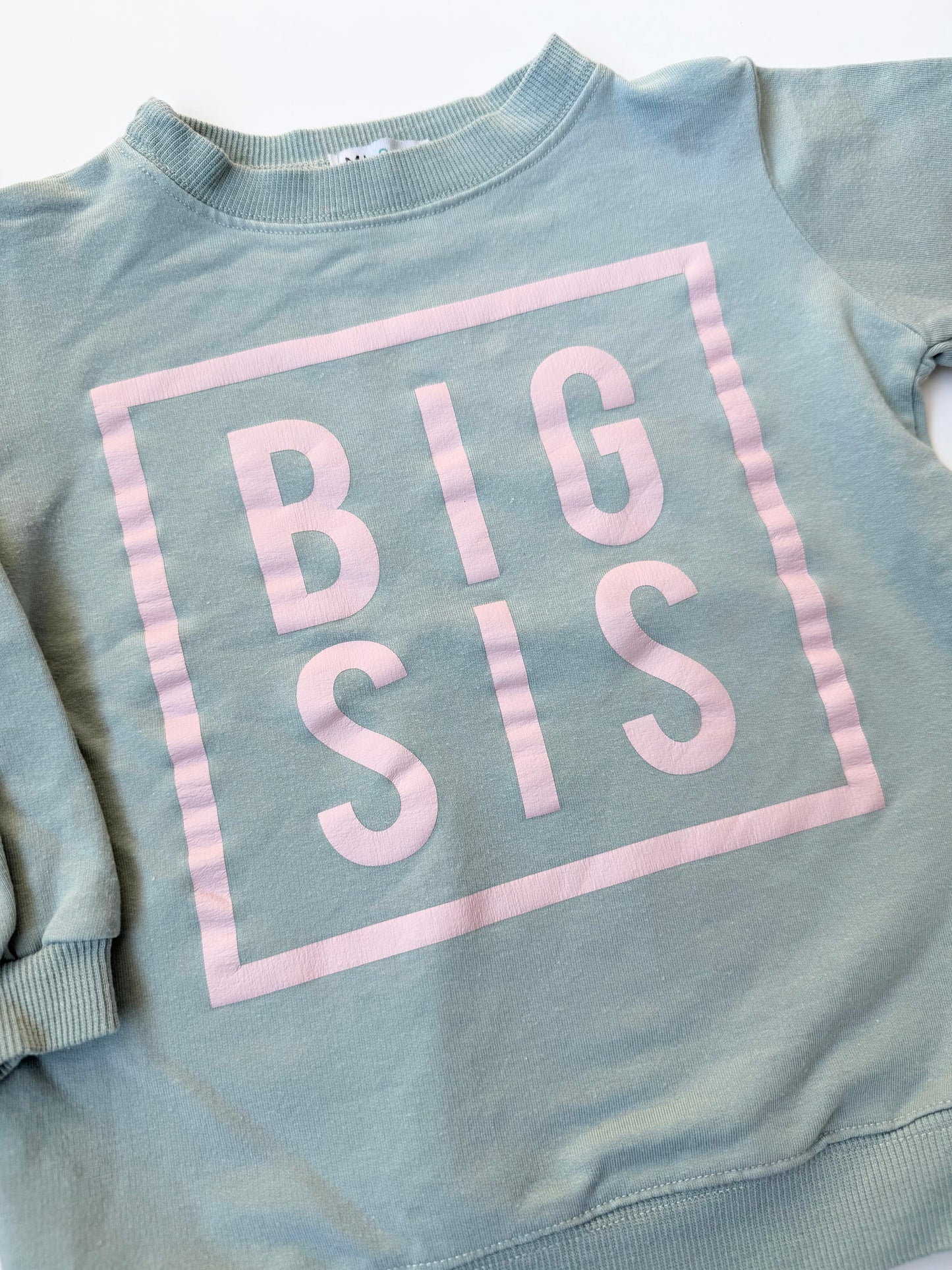 MI & FI Light Green “Big Sis” Pullover (2T)