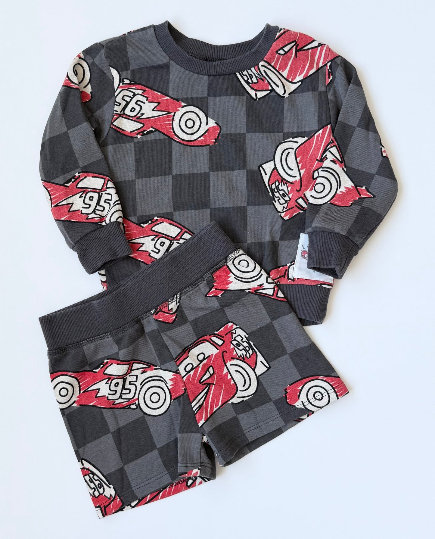 Disney Pixar Cars Grey & Red Lightening McQueen Sweater & Shorts Set (12 Months)