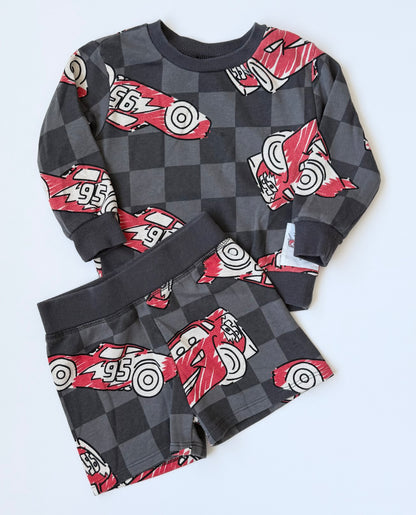 Disney Pixar Cars Grey & Red Lightening McQueen Sweater & Shorts Set (12 Months)