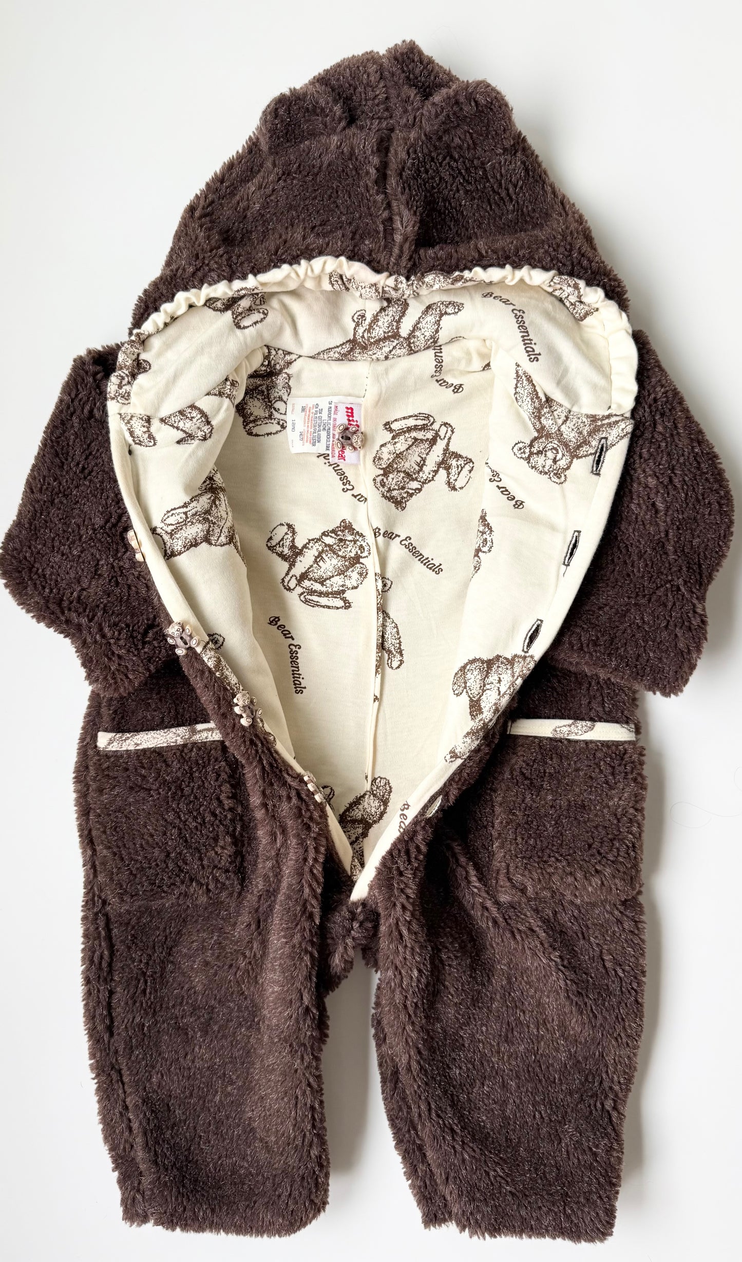 Vintage Milton Funwear Brown Sherpa Teddy Bunting Suit (12 Months)