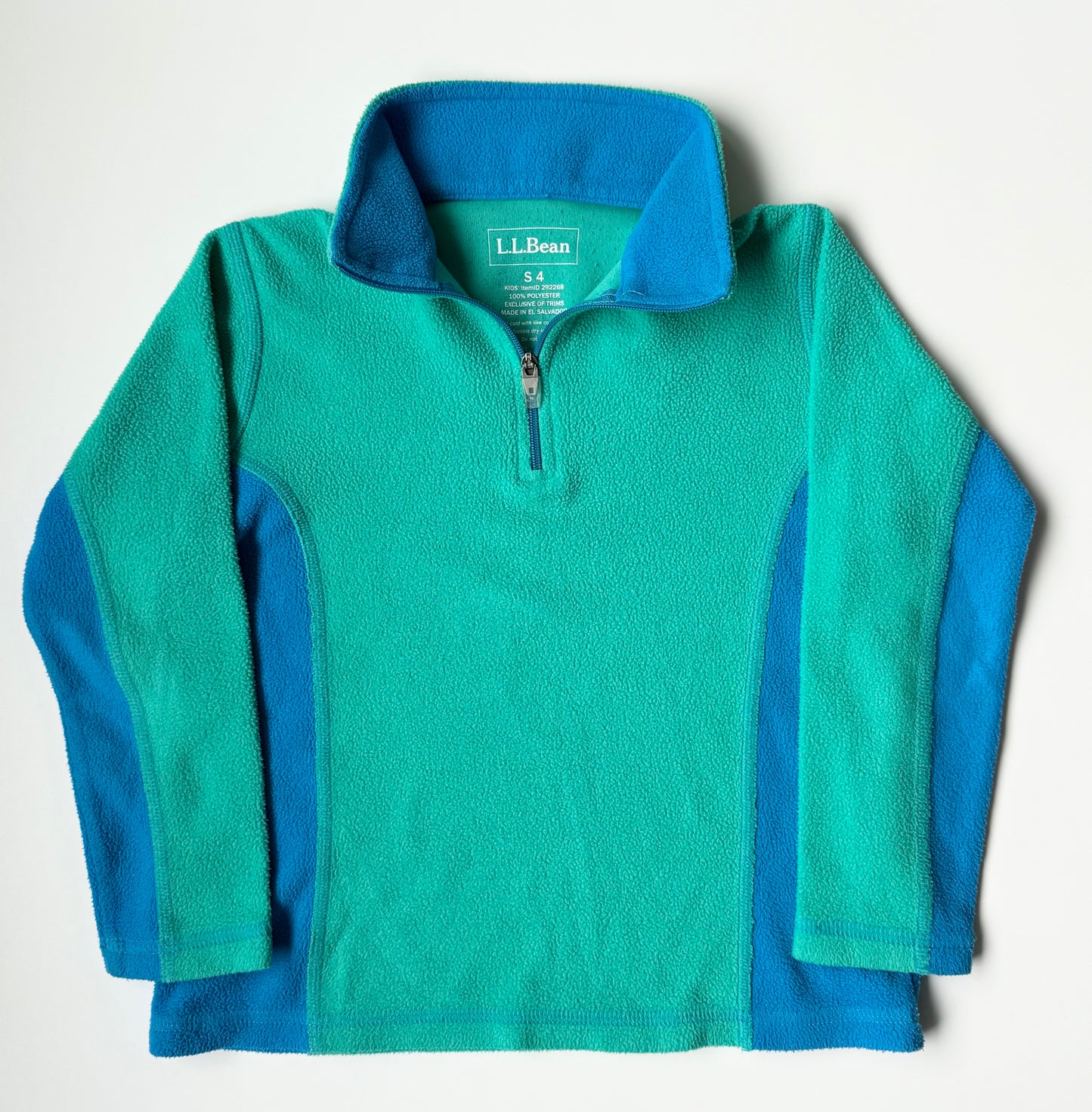 L.L.Bean Blue & Green 1/4 Zip Fleece Pullover (4T)