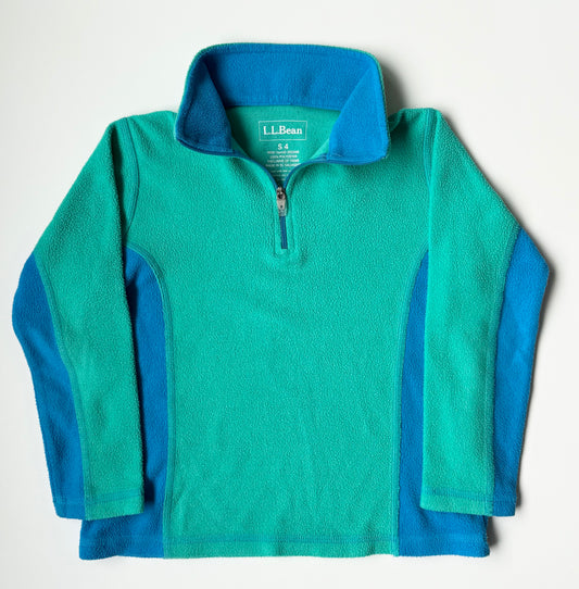 L.L.Bean Blue & Green 1/4 Zip Fleece Pullover (4T)