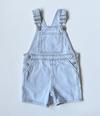 Zara Light Wash Jean Short Overalls (9-12 Months)