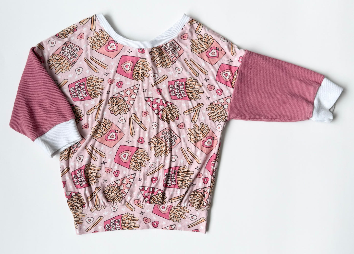 Blake & Honey Pink “Fries Before Guys” Heart Sweater (2/3T)