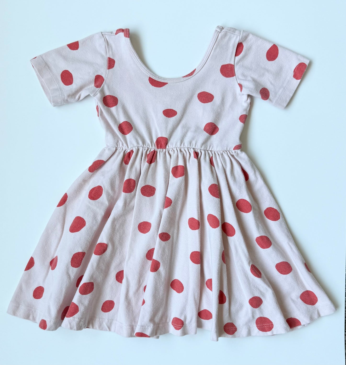 Alice + Ames Light Pink & Red Polkadot Short Sleeve Ballet Twirl Dress (3T)