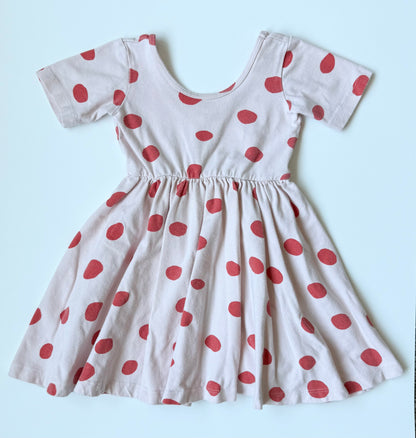 Alice + Ames Light Pink & Red Polkadot Short Sleeve Ballet Twirl Dress (3T)