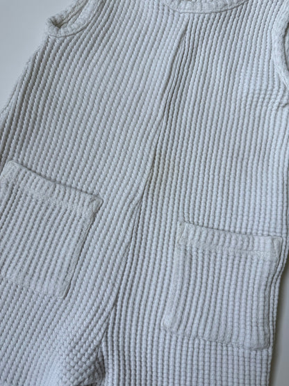 Rise Little Earthlings White Waffle Tank Romper (18-24 Months)