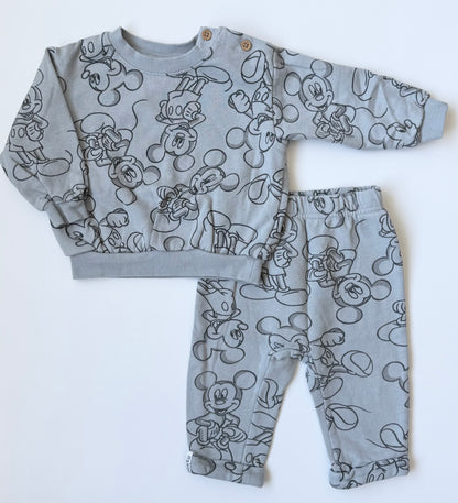 Disney Baby Grey Mickey Mouse AOP Sweater & Pants Set (12 Months)