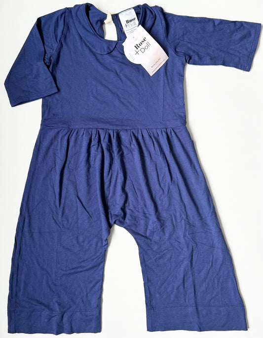 Rose + Doll Blue Collared Jumpsuit - New (2-3T)