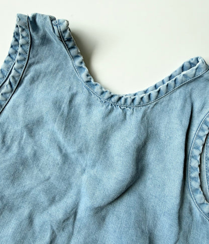 Zara Light Denim Peplum Cropped Tank Top (5-6 Years)