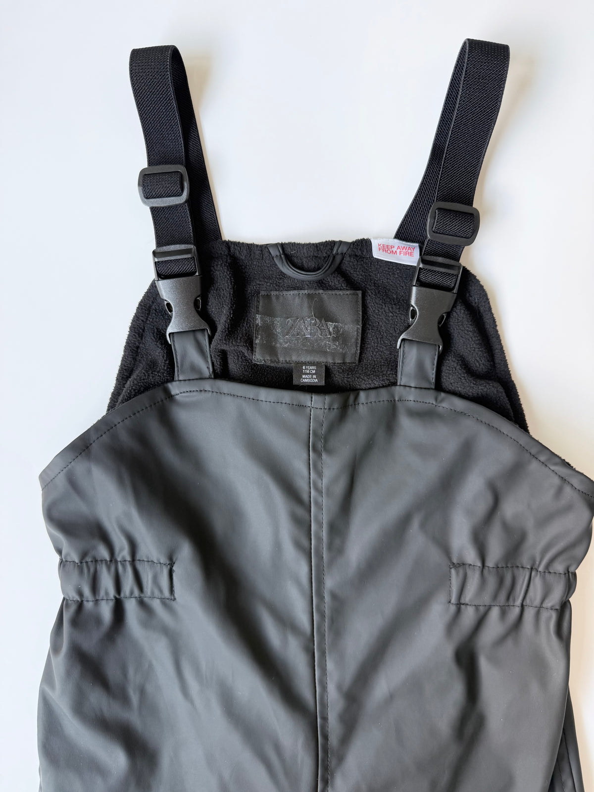 Zara Black Bib Rubberized Overall Splash Pants (6 Years)