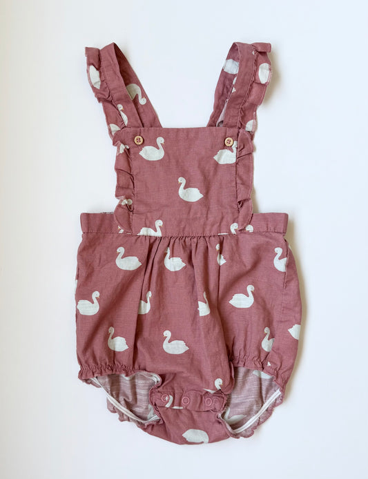 H&M Dark Pink Swans Summer Romper (12-18 Months)