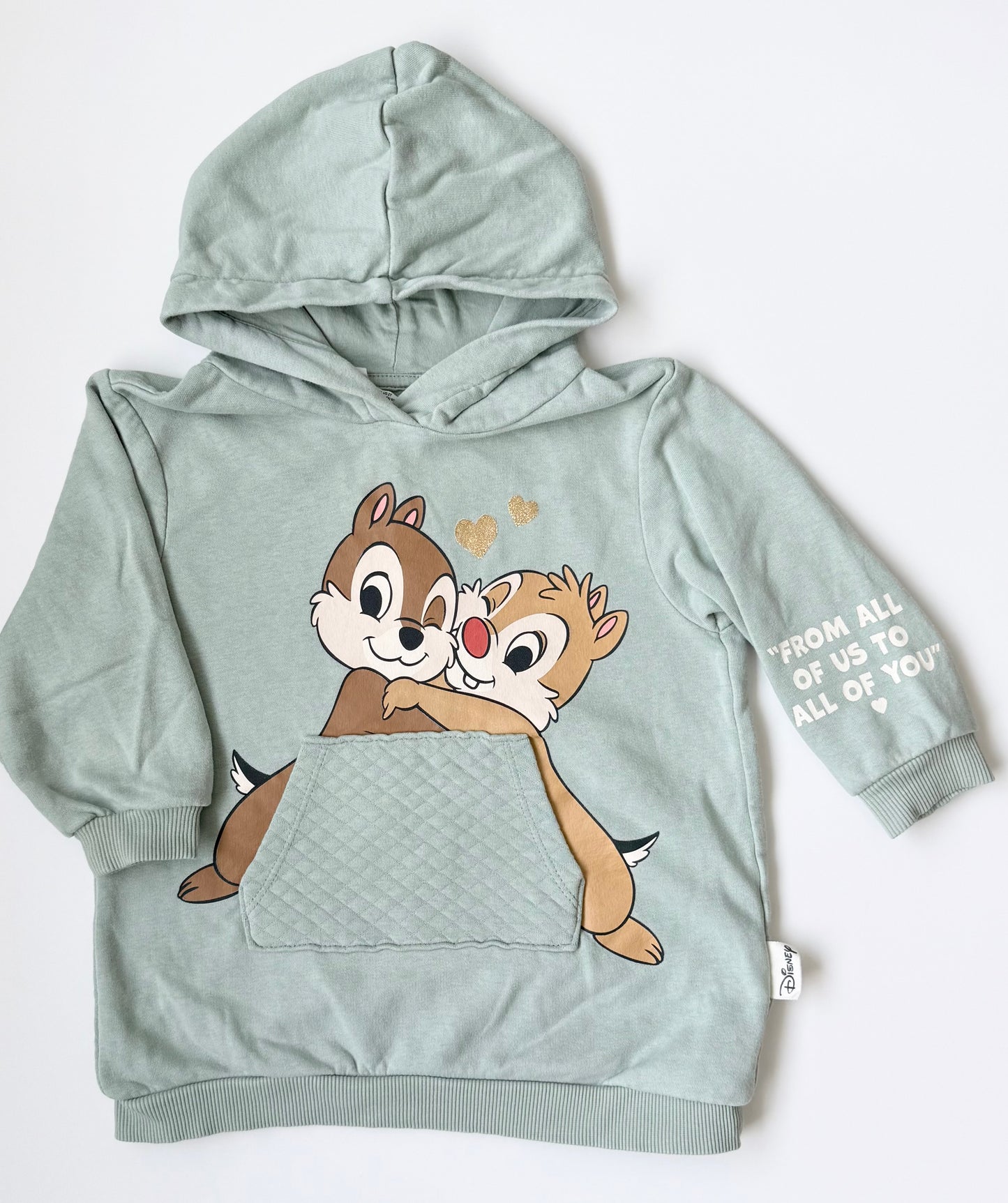 H&M x Disney Green Chip & Dale Hoodie Sweater Dress (18-24 Months)