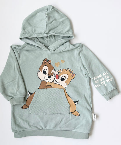 H&M x Disney Green Chip & Dale Hoodie Sweater Dress (18-24 Months)