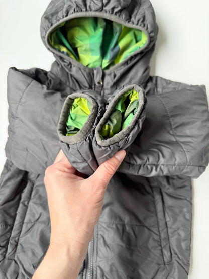 The North Face Perrito Grey & Green Plaid Reversible Jacket (3T)