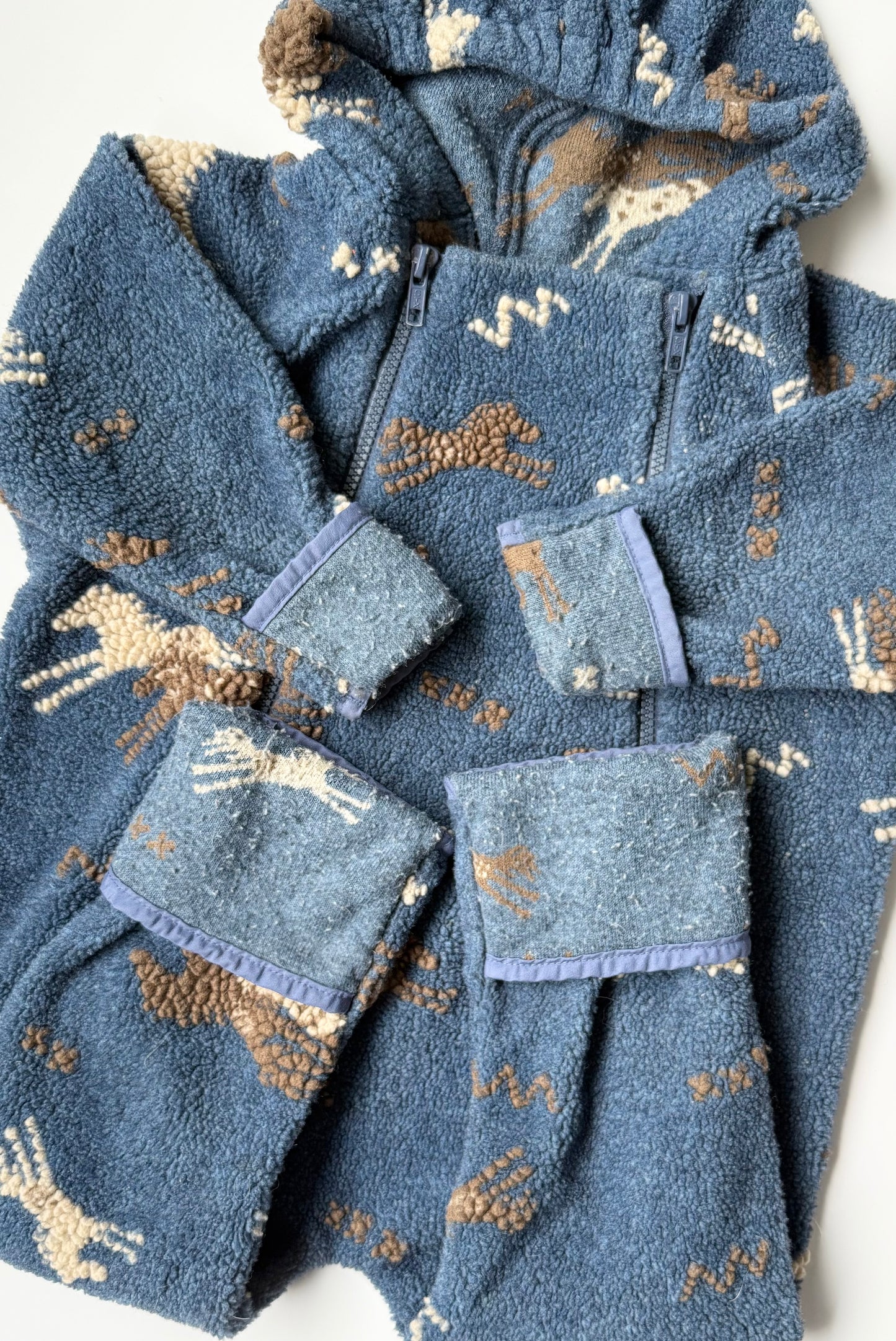 Tsunami Navy & Horses Sherpa Bunting Suit (18-24 Months)