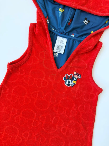 The Disney Store Red Minnie Mouse Sleeveless Hooded Terry Towel Dress (4T)