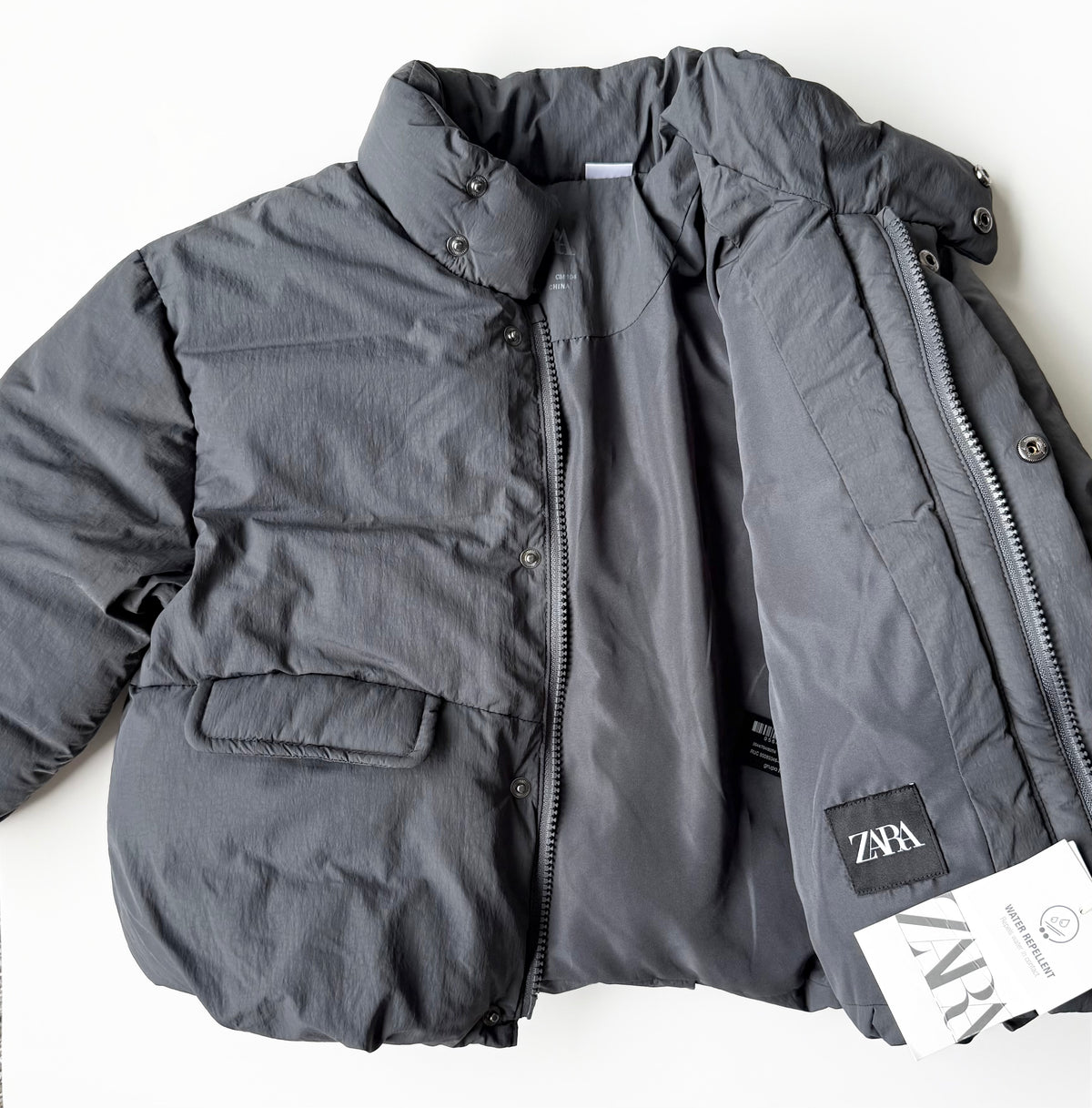Zara Dark Grey Puffer Jacket - New (4 Years)