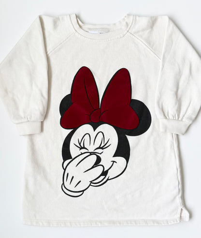 Zara x Disney White & Red Velvet Bow Minnie Mouse Sweater Dress (4-5 Years)