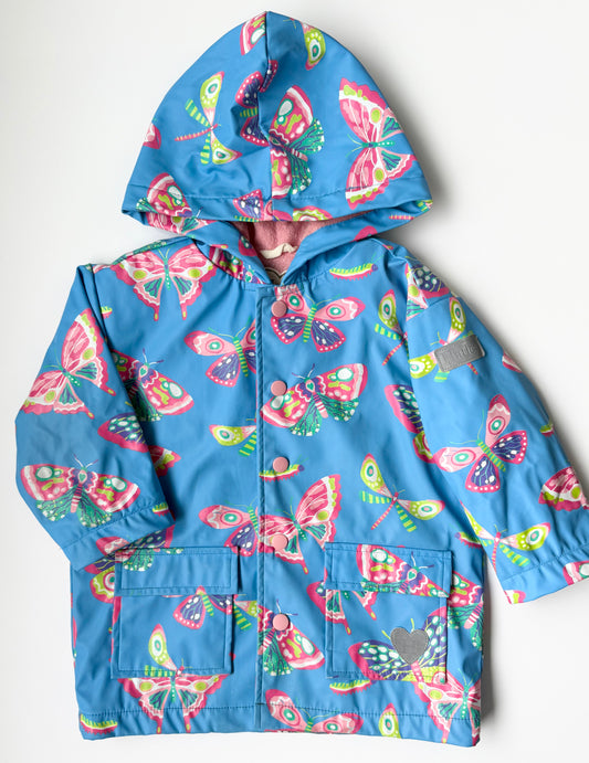 Hatley Blue & Colorful Butterflies Rain Jacket (2T)