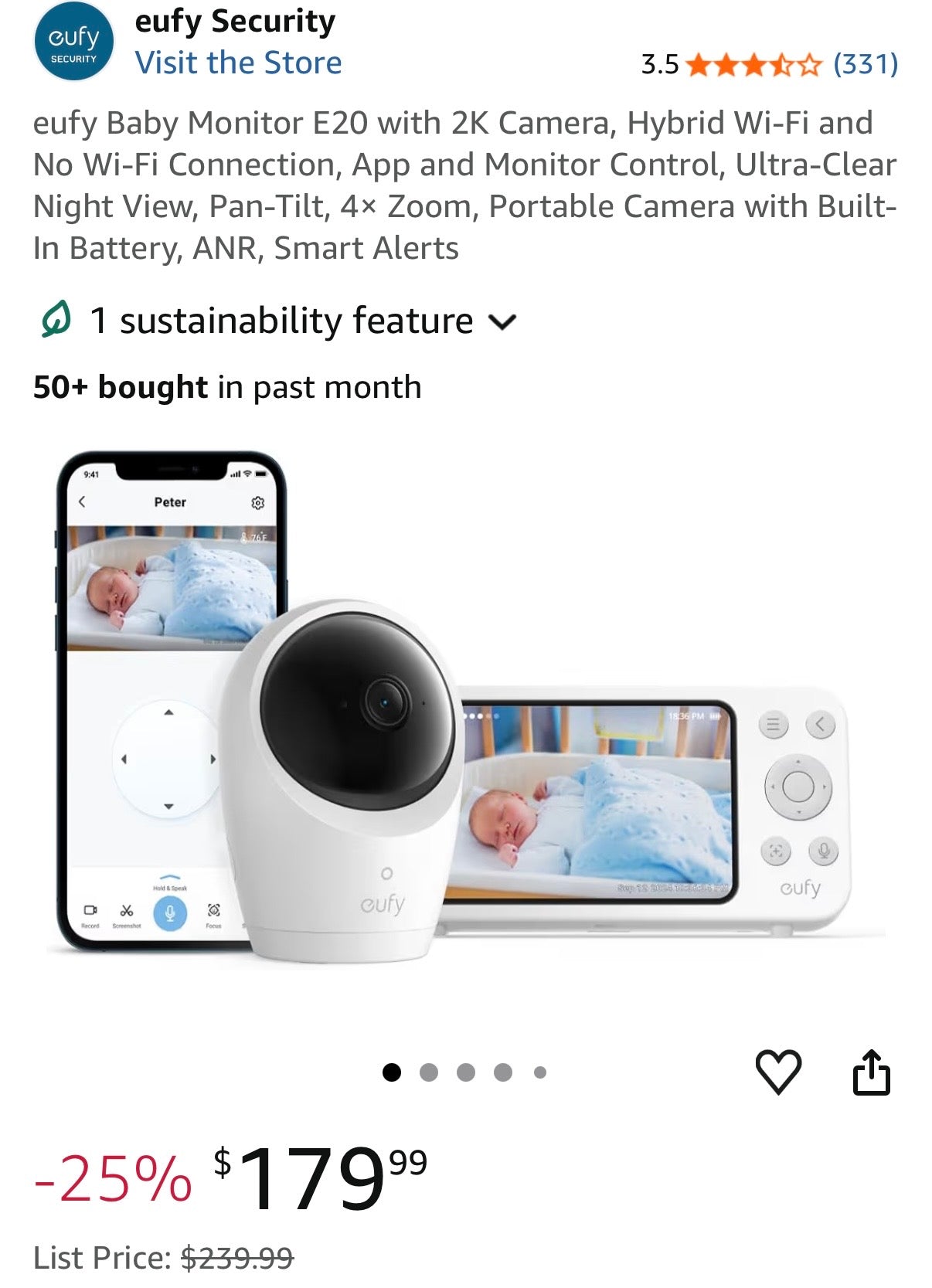 Eufy Security Space View HD Wireless Baby Monitor