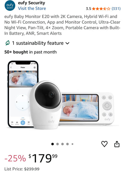 Eufy Security Space View HD Wireless Baby Monitor