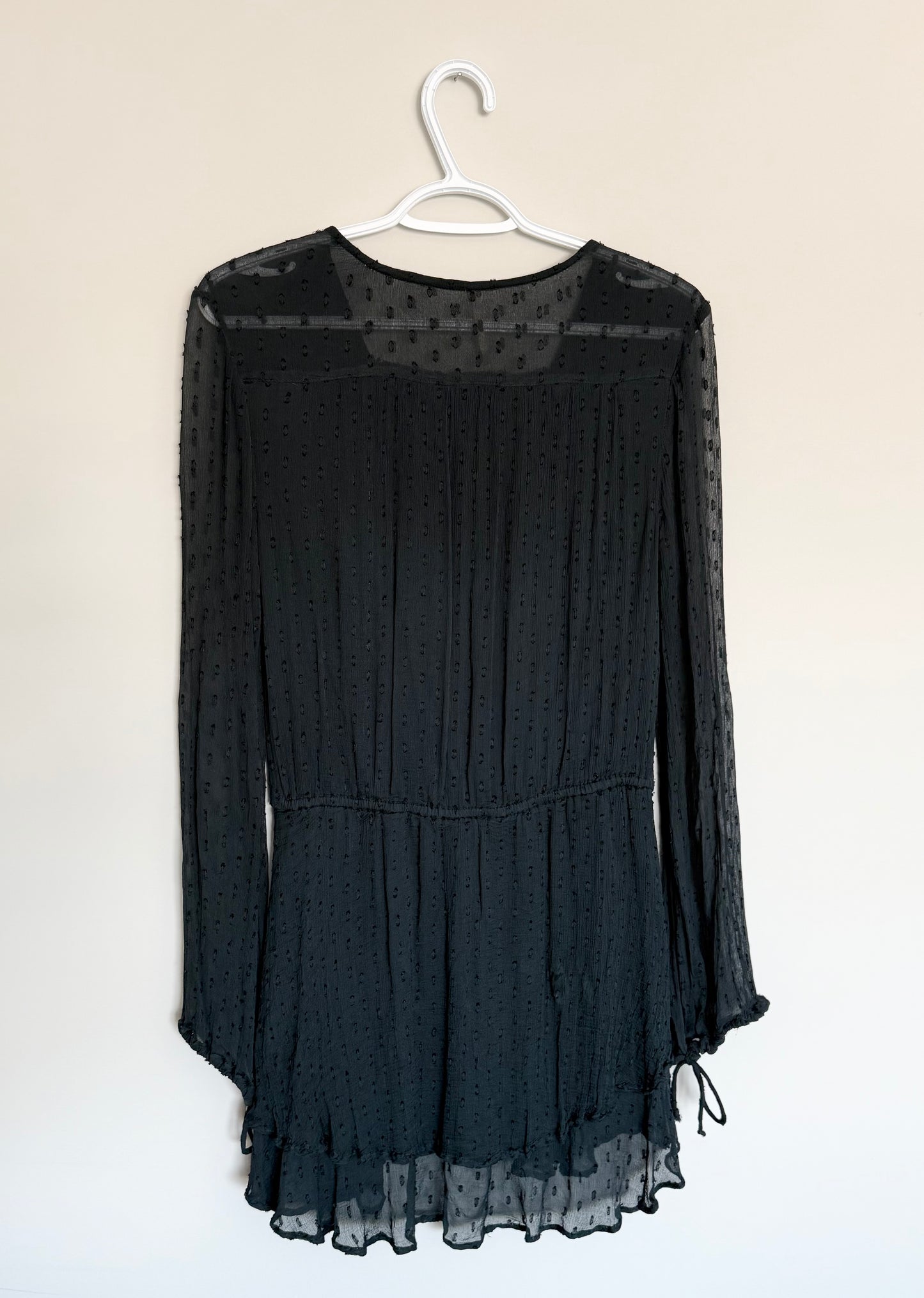 Women’s Free People Daliah Peasant Textured Mini Boho Dress in Holly Deep Jade Green (Extra Small)