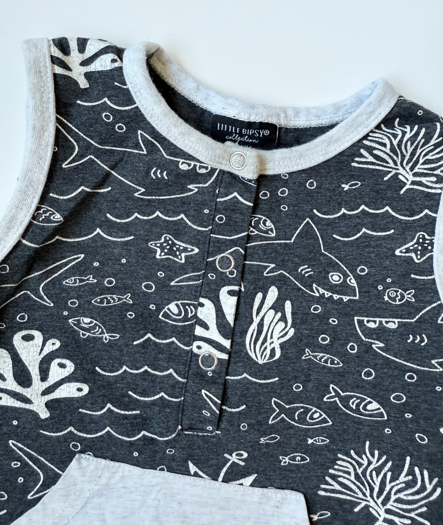 Little Bipsy Black & Grey Under the Sea Shorty Romper (12-18 Months)