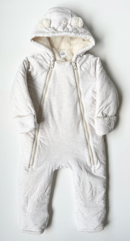 Baby Gap White & Tan Striped Bunting Suit (12-18 Months)