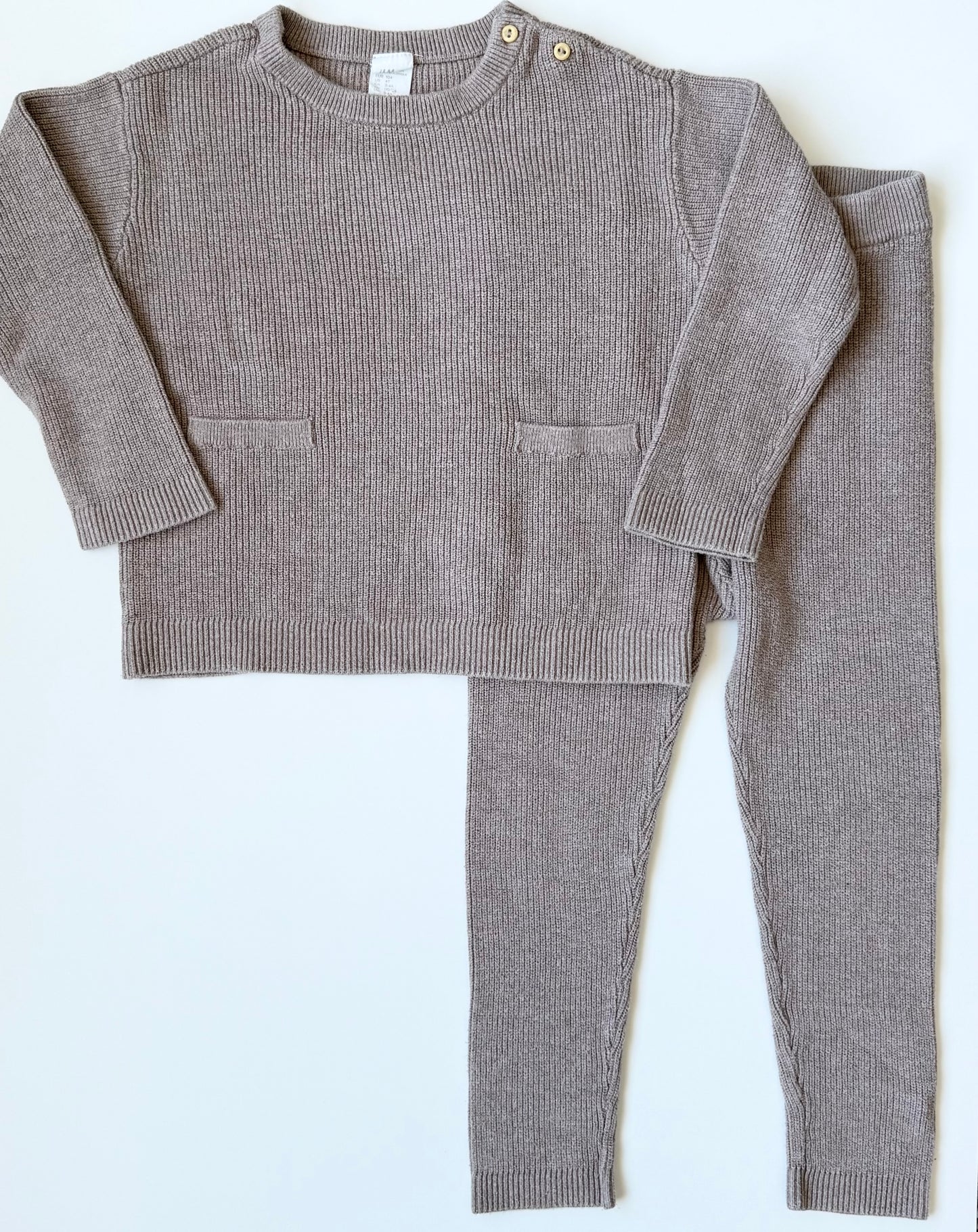 H&M Light Brown Knit Pocket Sweater & Leggings Sets (3-4 Years)