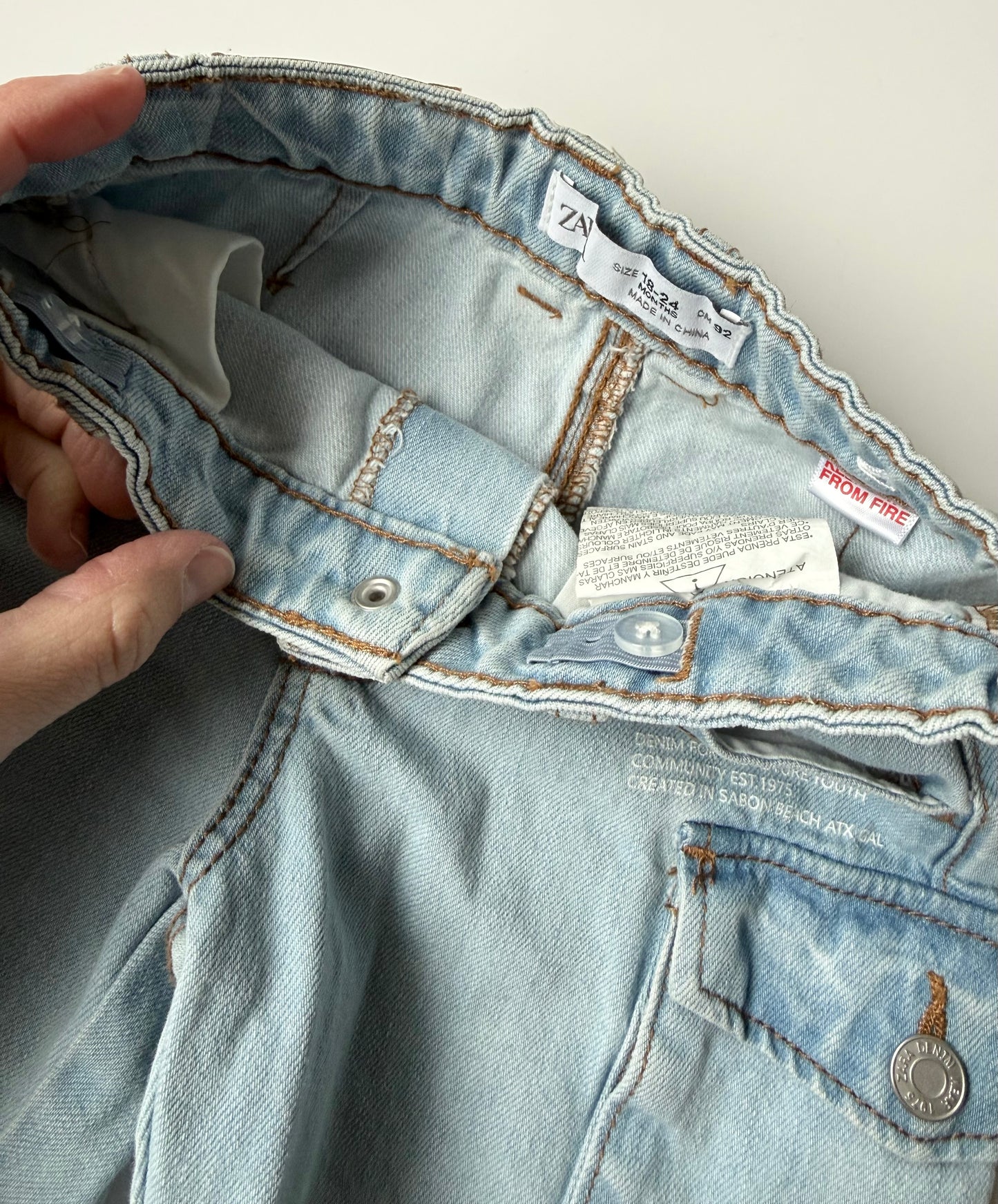 Zara Light Wash Jean Cargo Shorts (18-24 Months)