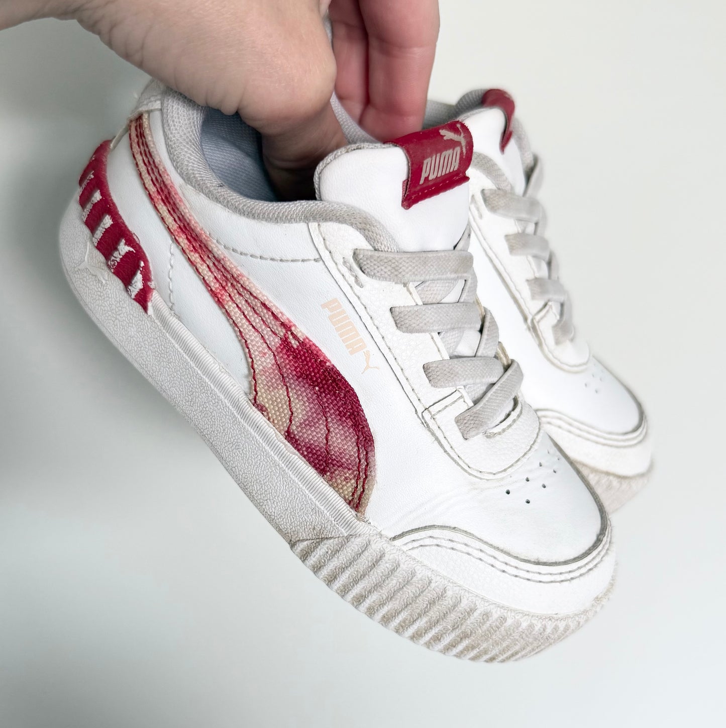 Puma White & Red Tie Dye Stretch Lace Sneakers (9)