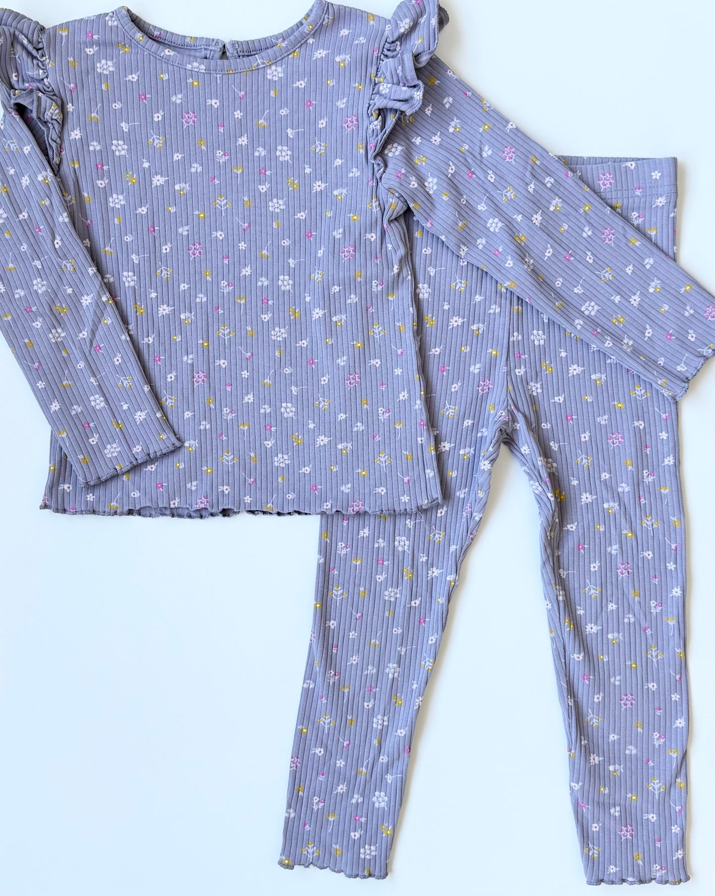 George Purple Floral Ribbed Long Sleeve & Leggings Set (4T)