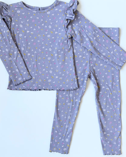 George Purple Floral Ribbed Long Sleeve & Leggings Set (4T)