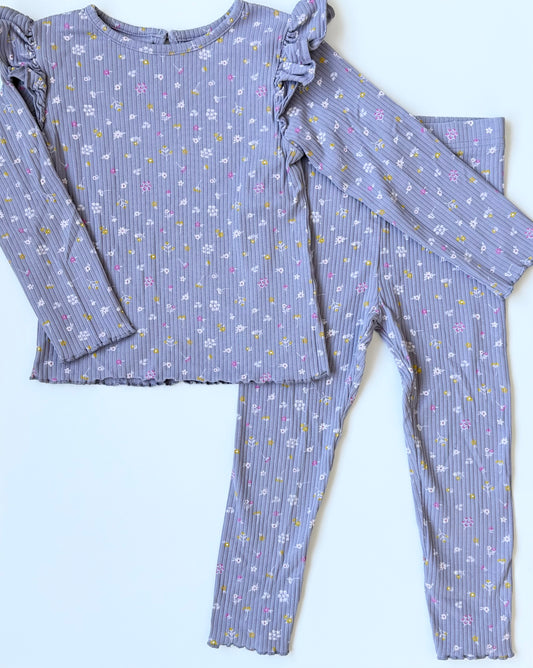 George Purple Floral Ribbed Long Sleeve & Leggings Set (4T)