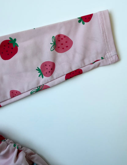 Jan & Jul Pink Strawberries Long Sleeve One Piece Swimsuit (18-24 Months)