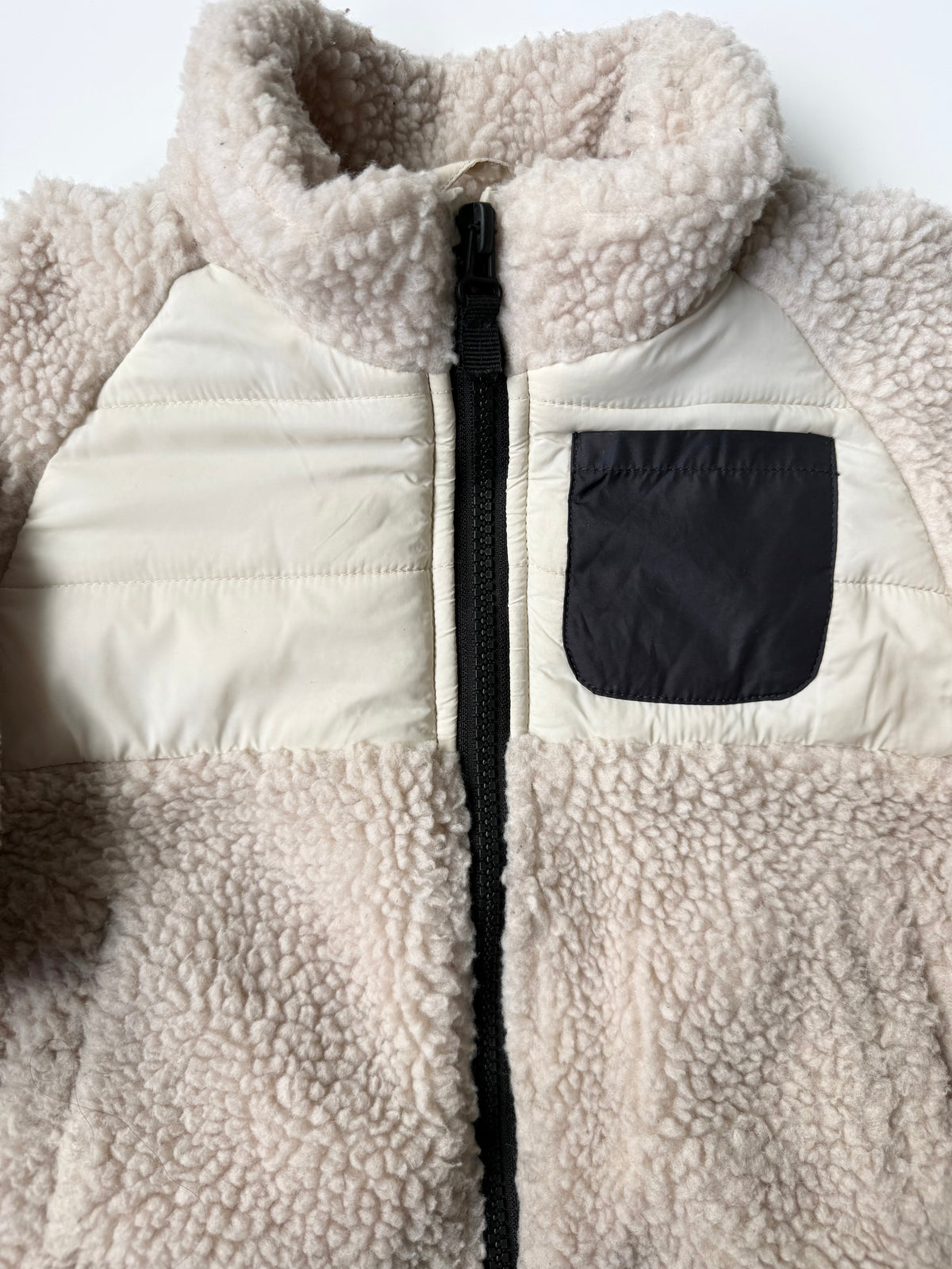 Zara Tan Sherpa & Black Pocket Jacket (9-12 Months)