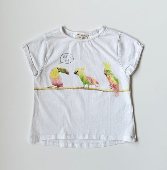 Zara White Birdies “What’s Up” T-Shirt (18-24 Months)