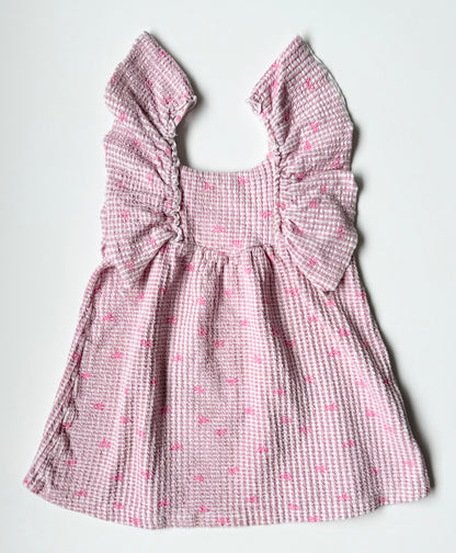 Zara Pink Bows Waffled Flutter Sleeveless Dress (4 Years)