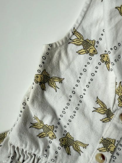 Kate Quinn White & Yellow Goldfish Ruffle Collared Dress (3T)