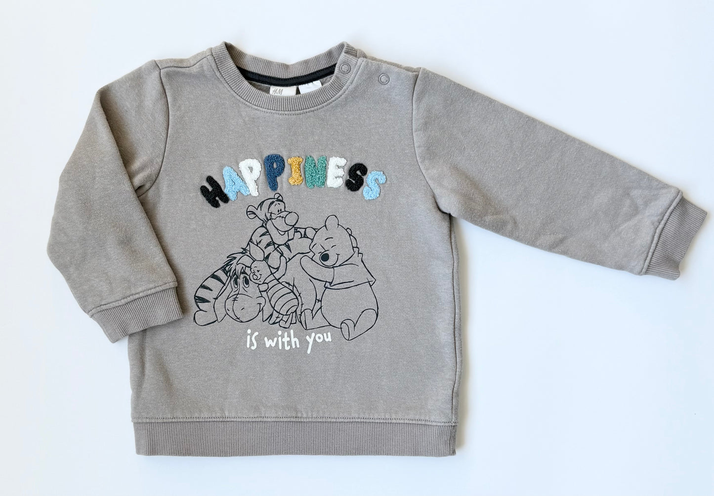 H&M x Disney Light Grey Winnie the Pooh “Happiness” Sweater (12-18 Months)