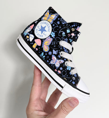 Converse Black & Neon Butterflies High Top Stretch Lace & Velcro Sneakers (7)
