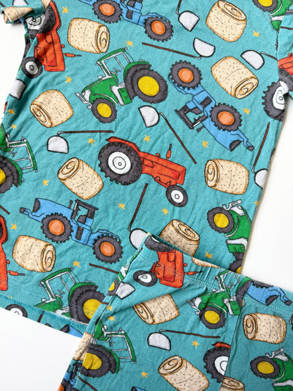 Posh Peanut Blue Farm Tractor Short Sleeve & Shorts PJ Set (3T-4T)