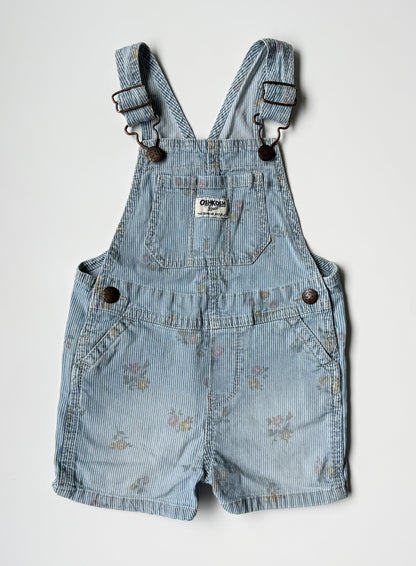 Oshkosh Blue Stripped Floral Shorty Overalls (2T)