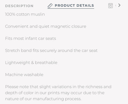 Little Unicorn Veggies Muslin Car Seat Canopy