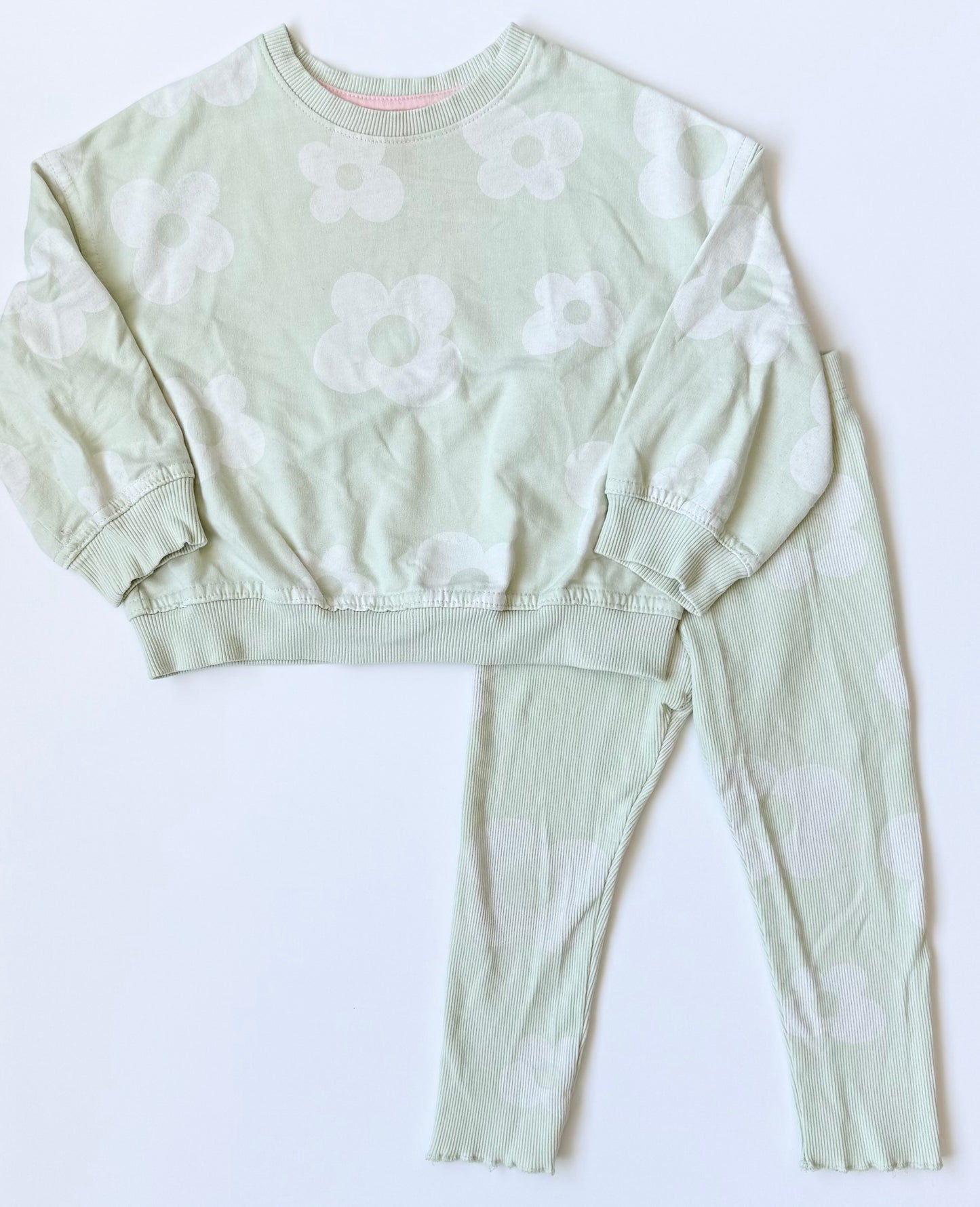 George Green Flowers Sweater & Ribbed Leggings Set (3T)