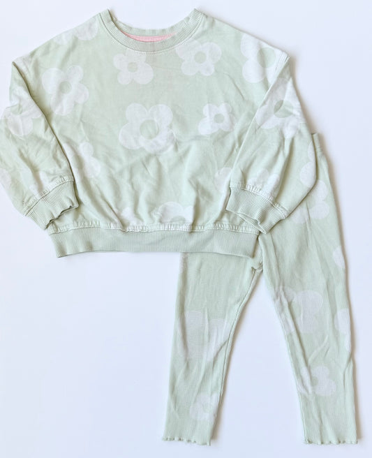George Green Flowers Sweater & Ribbed Leggings Set (3T)