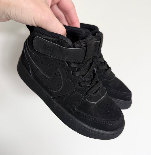 Nike Court Borough Mid 2 Solid Black Stretch Lace & Velcro Sneakers (9)