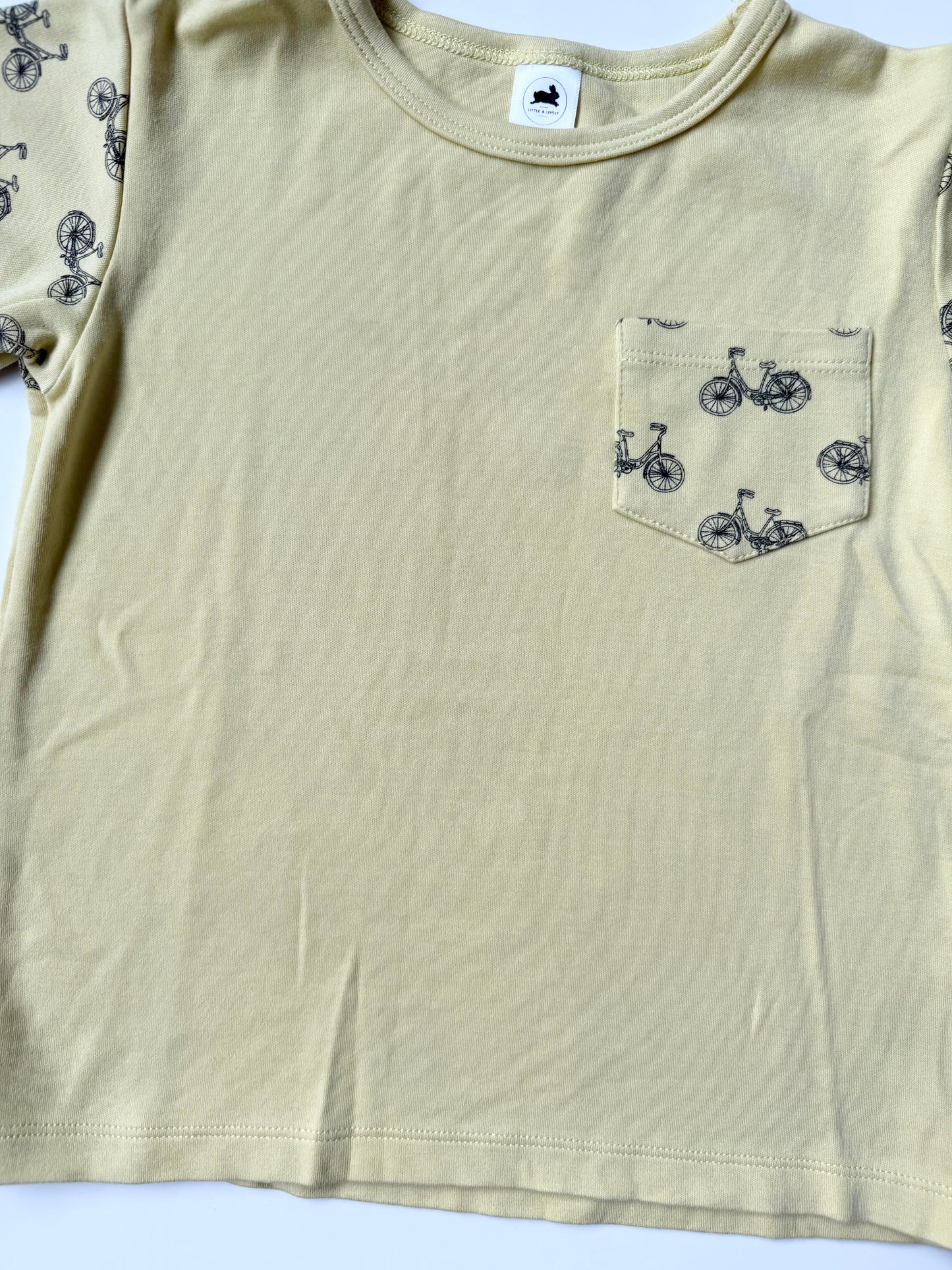 Little & Lively Yellow Bicycle T-Shirt & Black Shorty Overalls Matching Set (3T/4T)