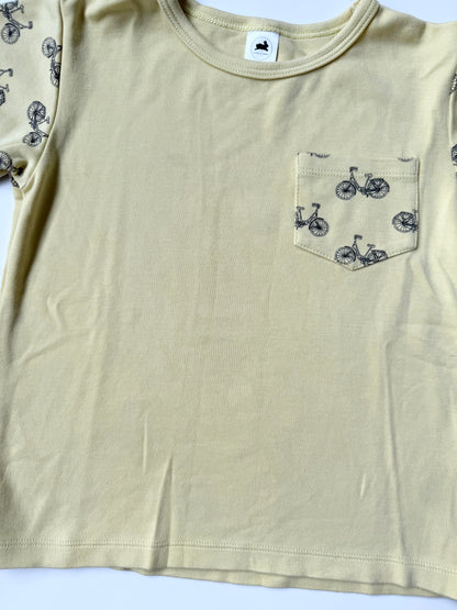 Little & Lively Yellow Bicycle T-Shirt & Black Shorty Overalls Matching Set (3T/4T)